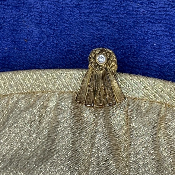 VINTAGE 50s Admiral Shiny GOLD Clutch Purse Evening Bag Chain Strap ELEGANT Old - Picture 3 of 9